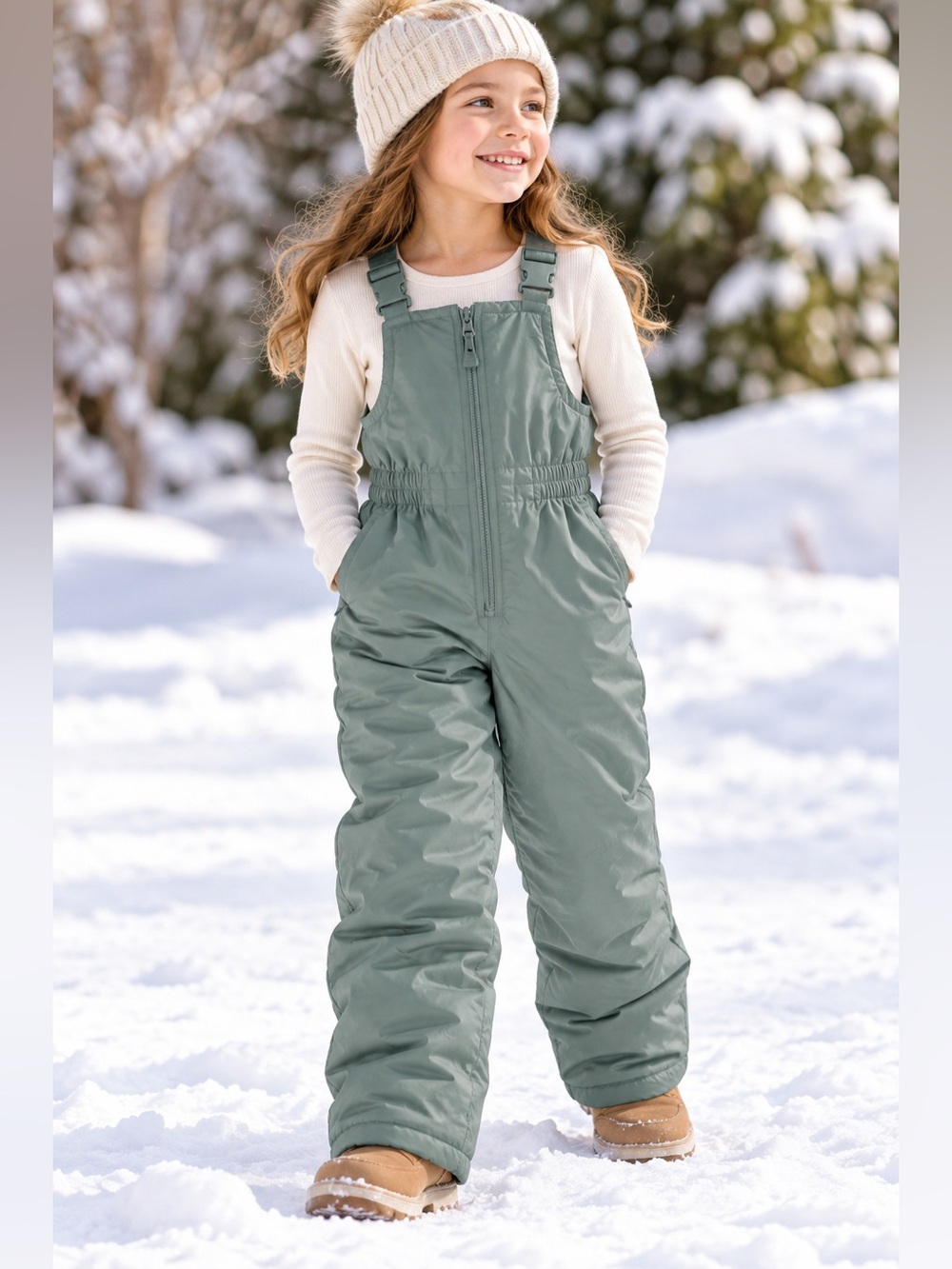 OshKosh B'gosh Kids Sage Green Snow Overalls